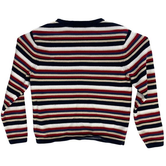 Charter Club Women Sweater Size L Red Blue Beige Striped 100% Cotton Preppy - Picture 3 of 6